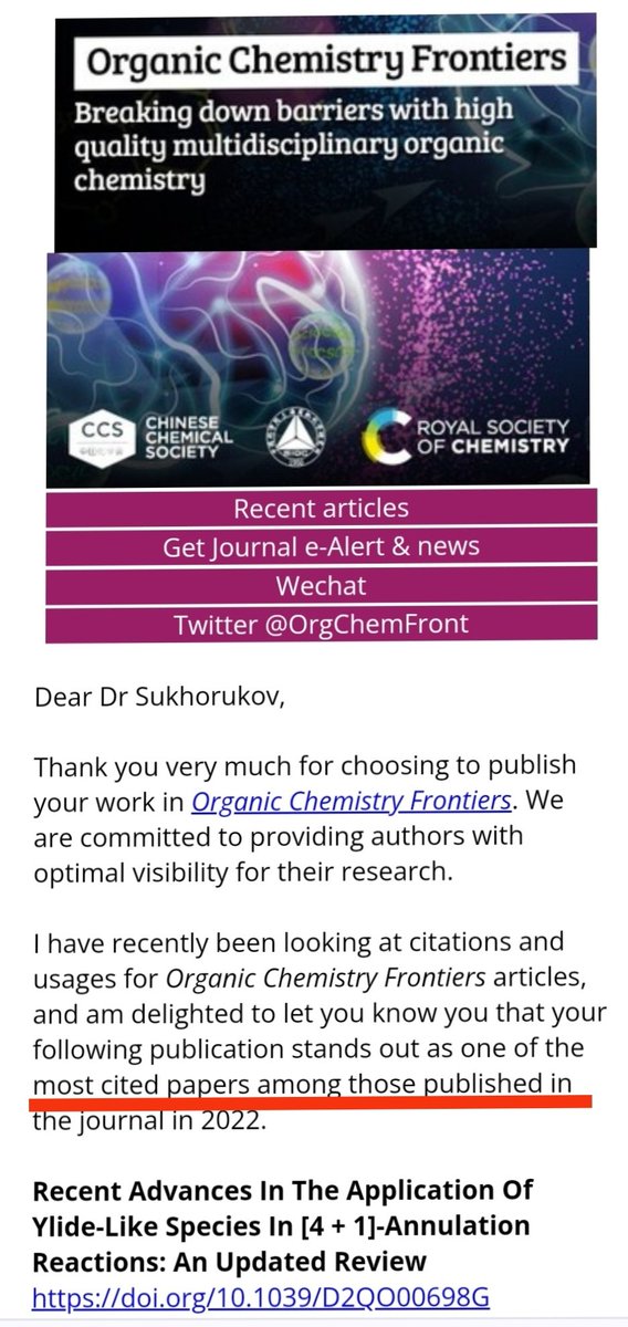 Alexey Sukhorukov (@sukhorukovalex) on Twitter photo Happy to see our paper is well-cited! Thank you, <a href="/OrgChemFront/">OrgChemFront</a> for publishing it. doi.org/10.1039/D2QO00… Happy to see our paper is well-cited! Thank you, <a href="/OrgChemFront/">OrgChemFront</a> for publishing it. doi.org/10.1039/D2QO00…