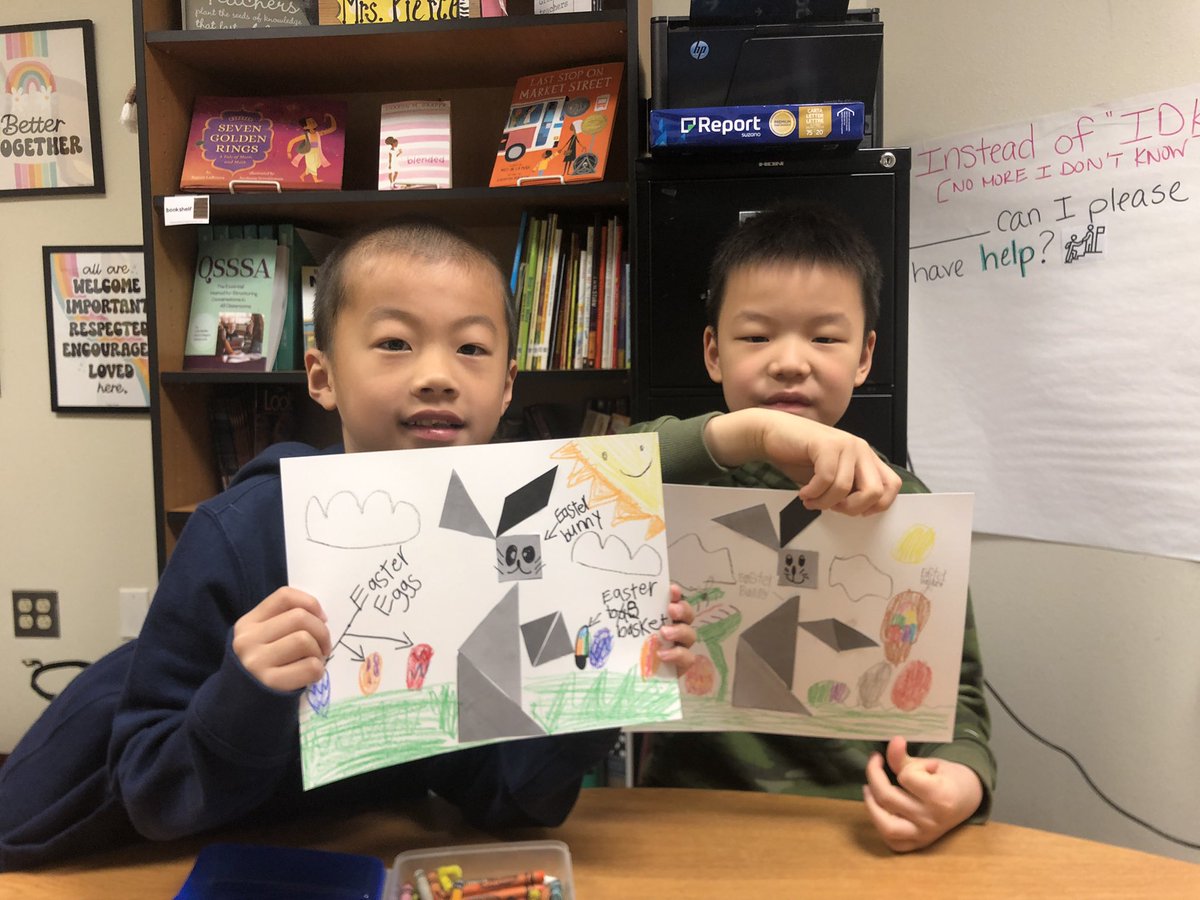 piercelg_ESL's tweet photo. When your students ask you, “Ms. Pierce, what’s the bunny everyone is talking about?” You implement a tangram puzzle activity where students build schema about unfamiliar topics using familiar math topics! #Tangrams #schema #BakerBetterTogether #ProsperProud https://t.co/FYpViyu3Mk