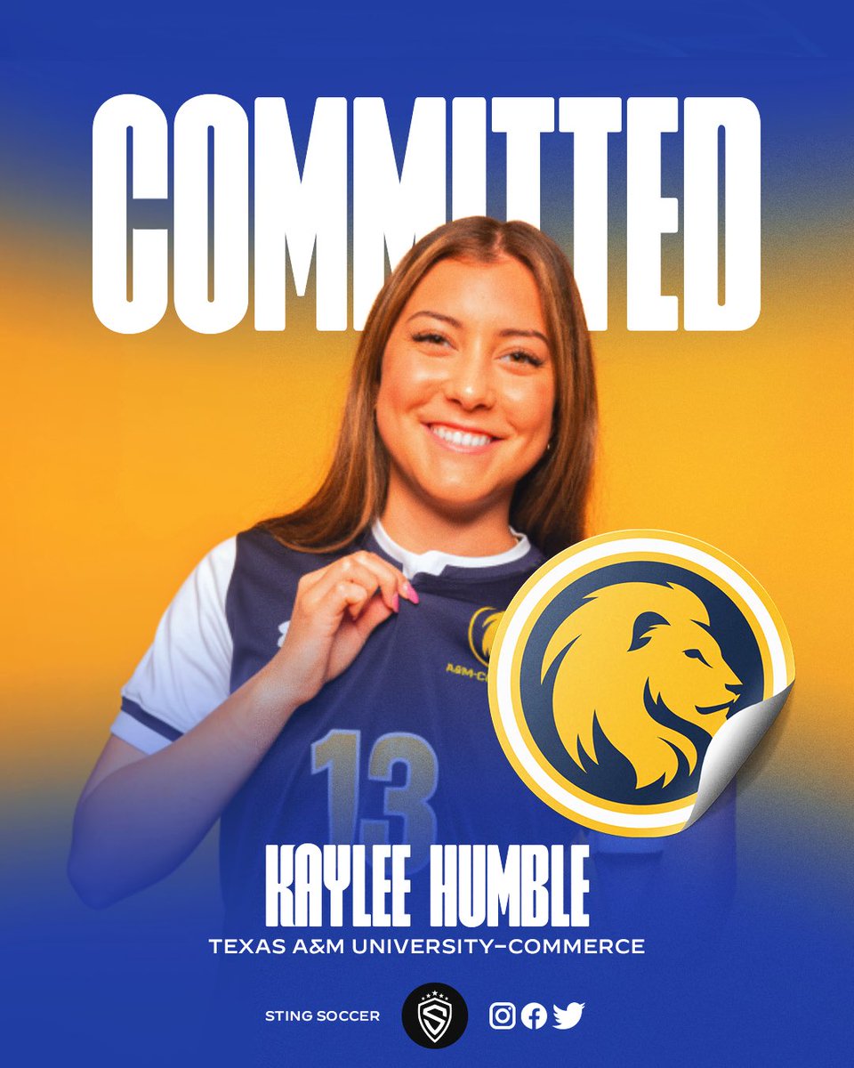 Congratulations to our player @KayleeHumble7 on her college commitment to Texas A&M University-Commerce! 💙⚽️ #wearesting #braveboldone