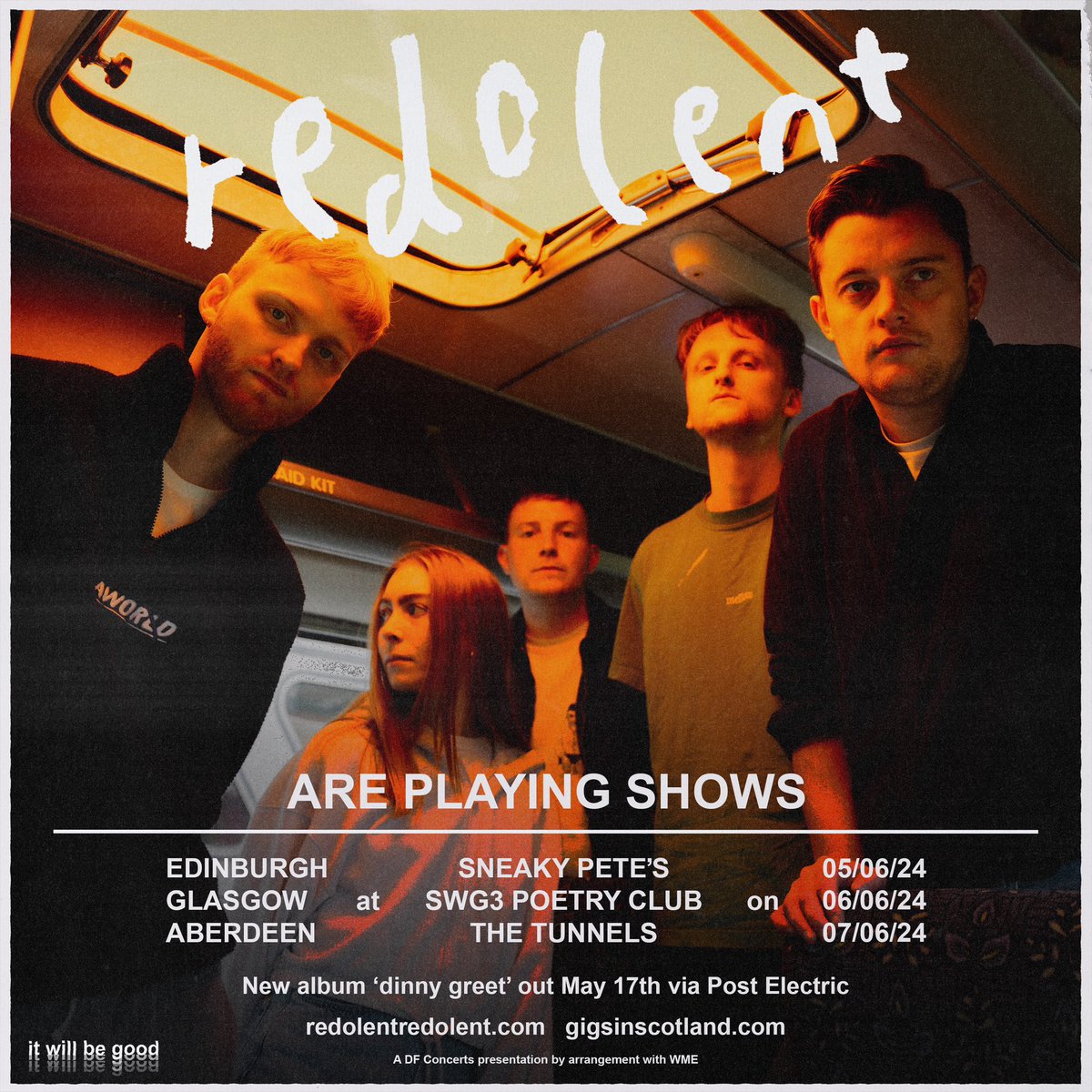 𝗝𝘂𝘀𝘁 𝗔𝗻𝗻𝗼𝘂𝗻𝗰𝗲𝗱 | 𝗢𝗻 𝗦𝗮𝗹𝗲 𝗡𝗼𝘄

Edinburgh-based, experimental five-piece <a href="/redolentband/">rEDOLENT</a> head to Tunnels Aberdeen on Friday 7th June. 

𝗧𝗶𝗰𝗸𝗲𝘁𝘀 ➡️ linktr.ee/agpgigs