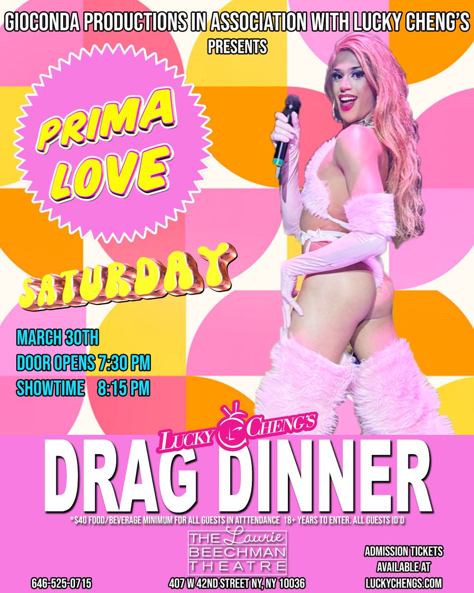 Join us for the return of our Drag Dinner Show this Saturday, March 30th at 7:30 PM!
Show hosted by the Burlesque Babe, Prima Love!
General Admission tickets available here: luckychengs.com/dinnershow

#DragShow #BachelorInParadise  #BacheloretteParty