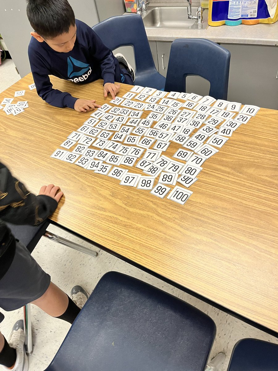Today our 1st grade scholars had to collaborate to build a 100s chart but they could only add their number if it was 10 more, 10 less, 1 more or 1 less than a number already there. They had a blast! <a href="/Beth_Coryell/">Beth Coryell</a> <a href="/Hasty_Huskies/">Hasty Fine Arts Acad</a>