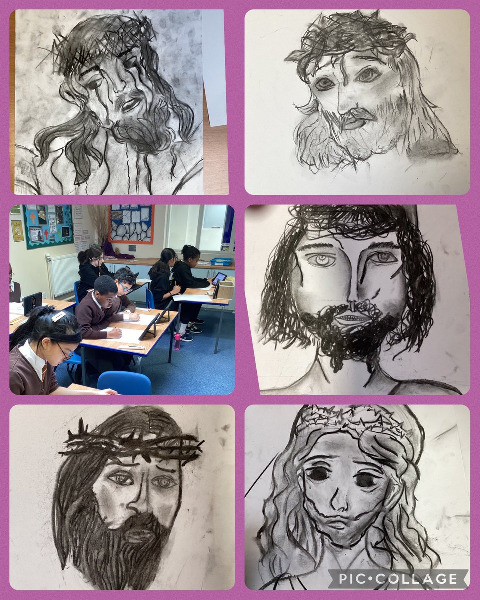 Mesmerized by the stunning artwork our gifted young artists have created for Holy Week. Their portrayal of Jesus on the cross is truly moving and reflective.