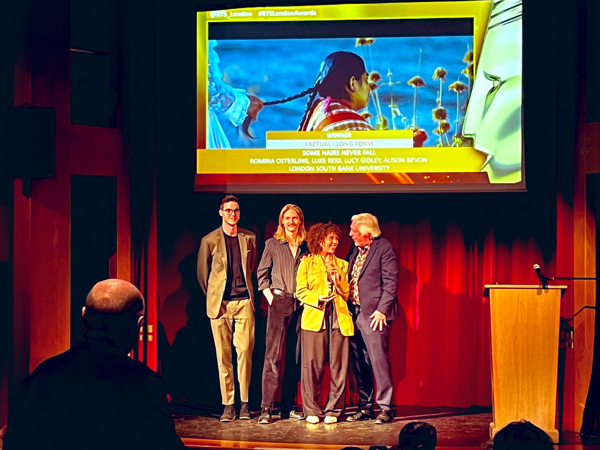 Our 2nd win of the night! Big congrats to Romina Osterling & Luke Reid and team for ‘Some Hairs Never Fall’ Winner of Best Long form Documentary 🙌 #RTS @rts_london #RTSLondonAwards @RTS_media @LSBU @LSBU_ACI