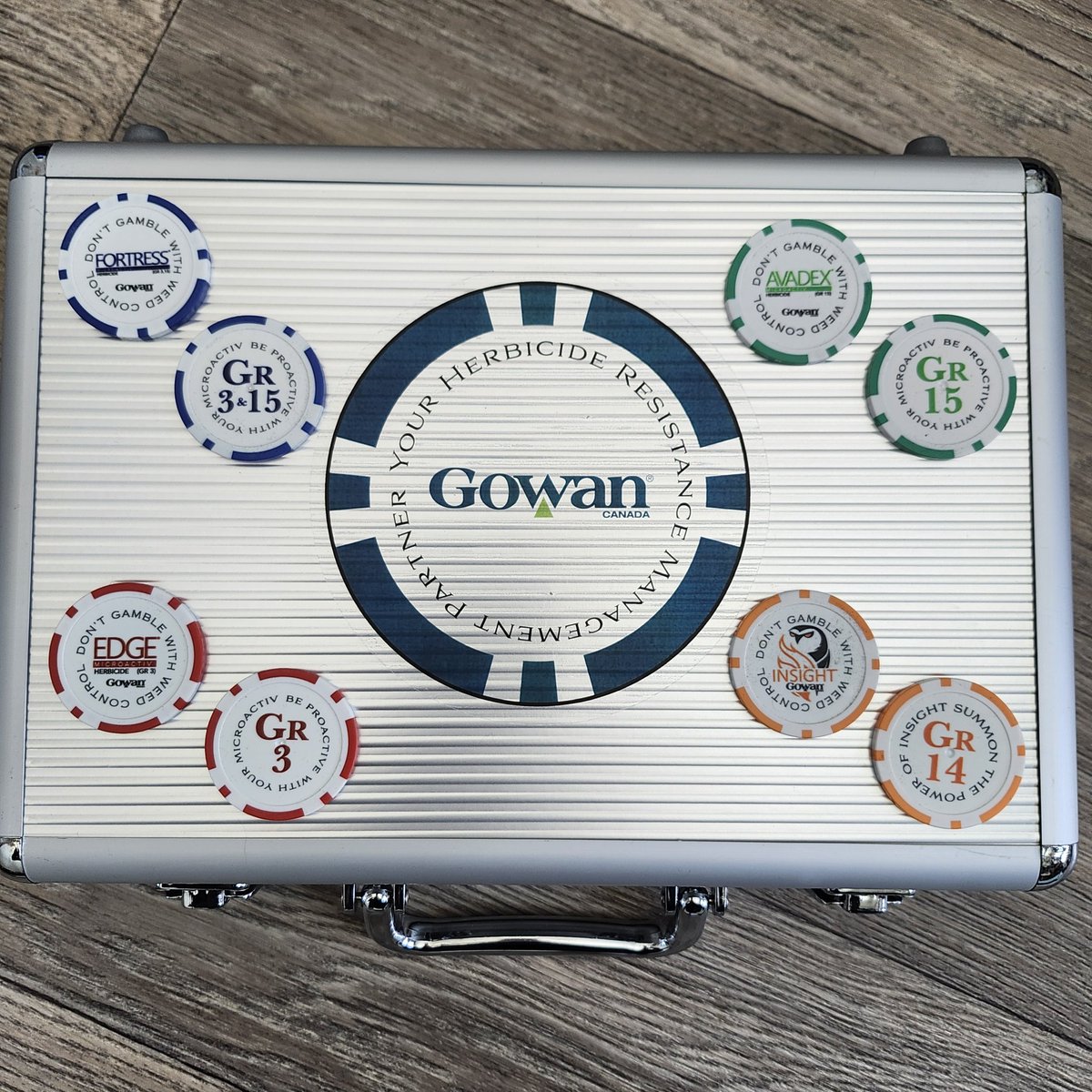 Have you booked your wheat Pre-Seed Burn Down? John Collins with JDC Ag booked his Insight SC early at @SynergyAGYktn and won one of these unique @gowancanada Poker Chip Sets, featuring Edge, Avadex, Fortress and of course Insight! Congratulations, John, & thank you so much!