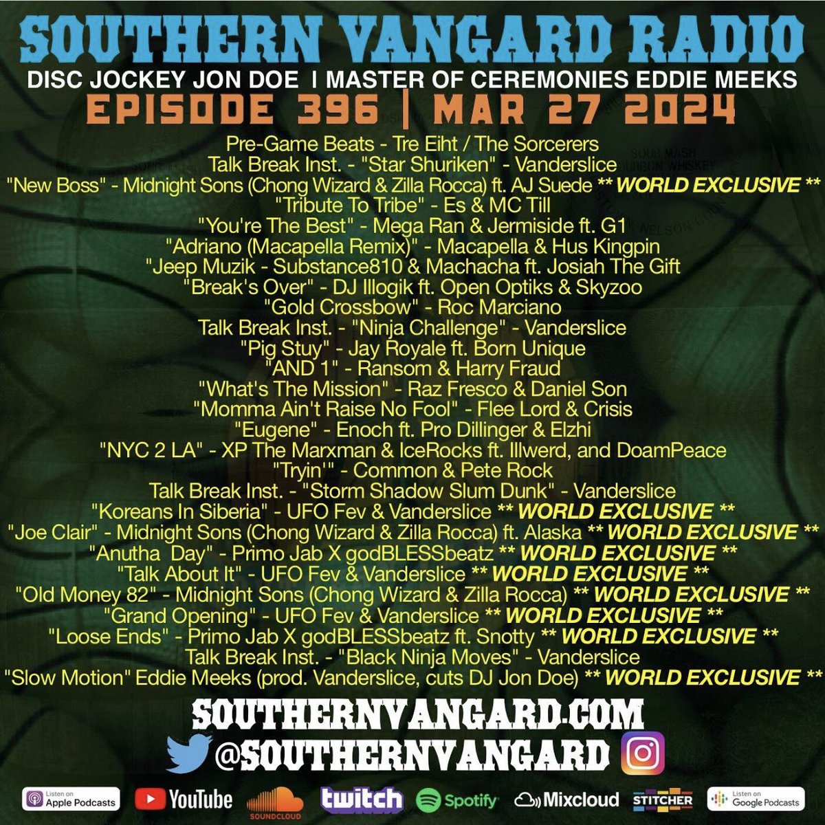 Props to @southernvangard radio!!! They world premiered 3 joints off the new Midnight Sons record. They played songs featuring @AJSUEDE & @Alaska_Atoms Me and @ZillaRocca appreciate y’all 🙏 thanks @jondoeATL & @Cappuccinomeeks 🍻listen here ⬇️ open.spotify.com/episode/6c3xED…