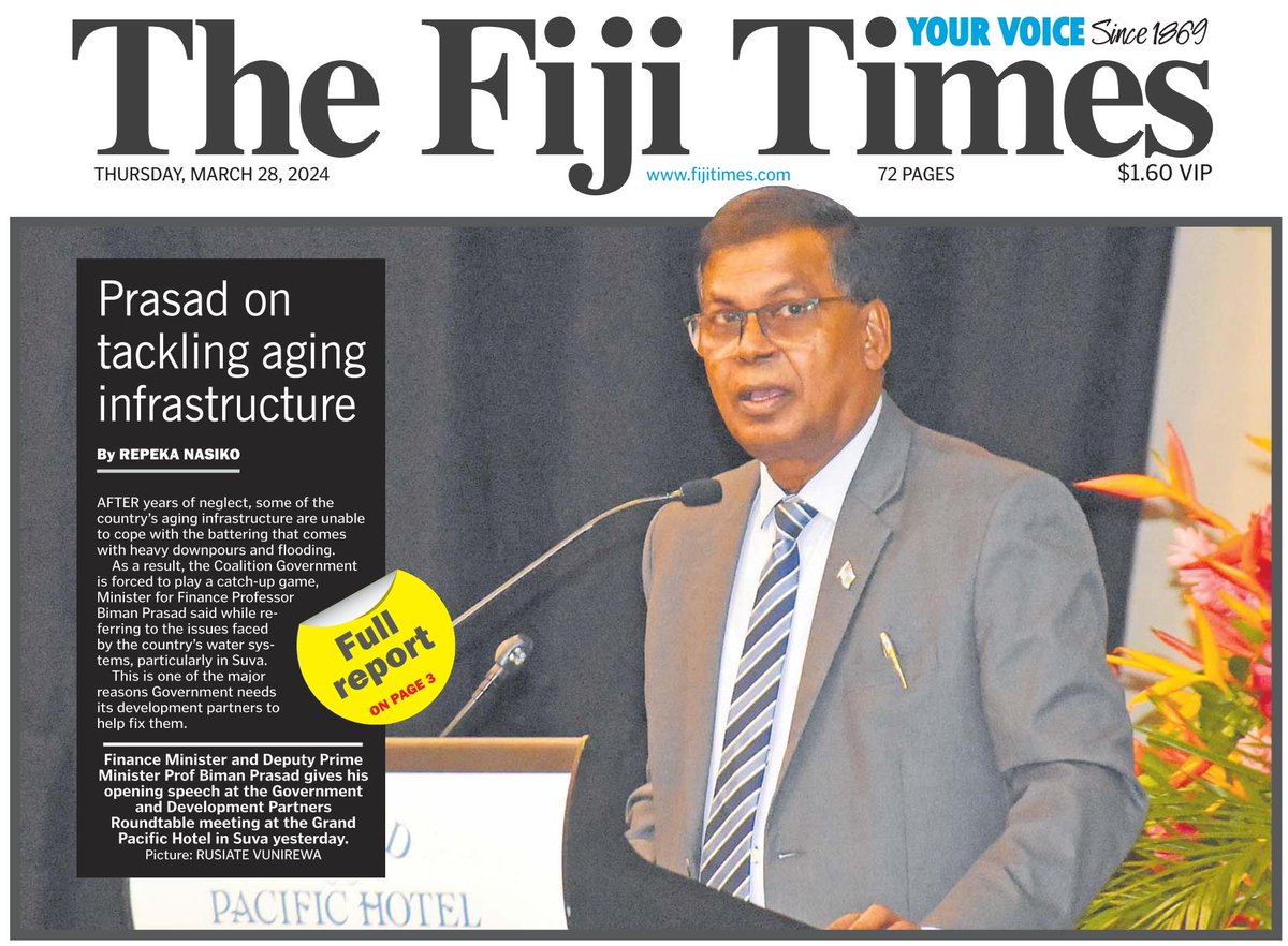 National Federation Party (@nfpfiji) on Twitter photo AFTER years of neglect, some of the country’s aging infrastructure are unable to cope with the battering that comes with heavy downpours and flooding.
As a result, the Coalition Government is forced to play a catch-up game, Minister for Finance Professor Biman Prasad <a href="/fijitimes/">The Fiji Times</a> AFTER years of neglect, some of the country’s aging infrastructure are unable to cope with the battering that comes with heavy downpours and flooding.
As a result, the Coalition Government is forced to play a catch-up game, Minister for Finance Professor Biman Prasad <a href="/fijitimes/">The Fiji Times</a>