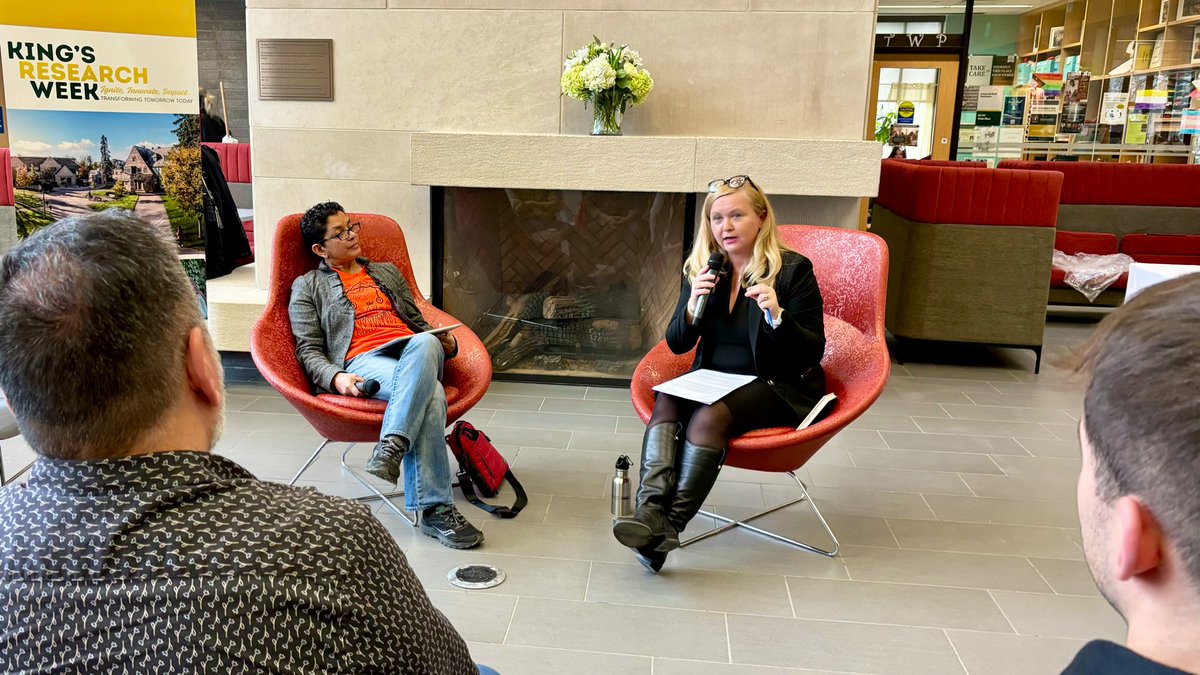 KingsAtWestern's tweet photo. A compelling conversation with Dr. Cristina Stanciu, the 2024 Fulbright Research Chair in Justice and Reconciliation at King’s, on what motivates her to bring Indigenous stories to the mainstream. #KingsResearchWeek https://t.co/n85uNGgpD1