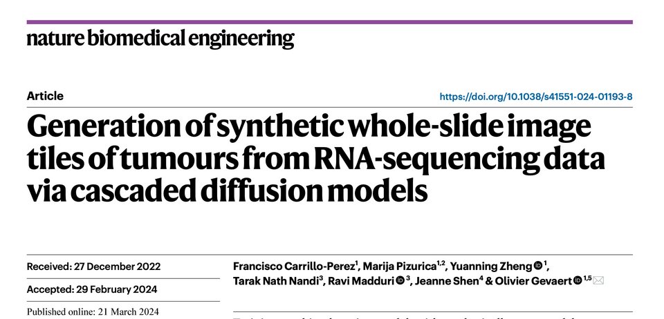 'Training machine-learning models with synthetically generated data can alleviate the problem of data scarcity,' write AIMI's Dr. Jeanne Shen (@jeanne_shen), Dr. Olivier Gevaert (@ogevaert) & colleagues in research published by @natBME. go.nature.com/4av9gDM