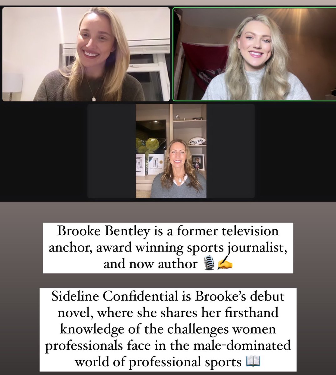 A wonderful evening chatting to award winning former sports reporter and now author, <a href="/brookiebentley/">Brooke Bentley</a>, all the way over in Texas 🇺🇸

We can’t wait to share her story ✨