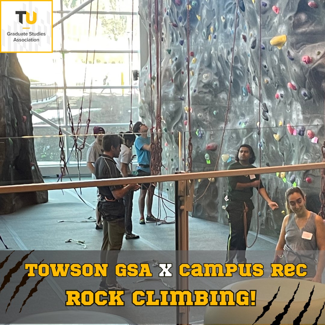 Thanks for coming out to our Rock Climbing Event in collaboration with @TUCampusRec ! #tugsa #tugrad #campusrec #towsonuniversity #studentlife #gradstudent