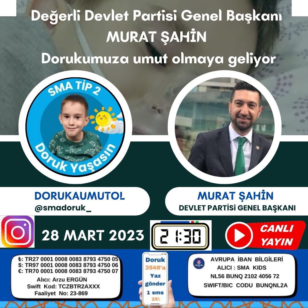Doruk yavrumuzun kampanyasında sizlerin desteği ile bayağı yol katettik

Bu kampanyayı bitirmemiz ve Doruk evladımızı hedefe ulaştırabilmemiz için mücadeleye devam etmemiz gerekiyor

2 sefer Twitter’dan (X) kampanya yaptık, yarın da Instagram’dan yapacağız

Bizi yalnız bırakmayın