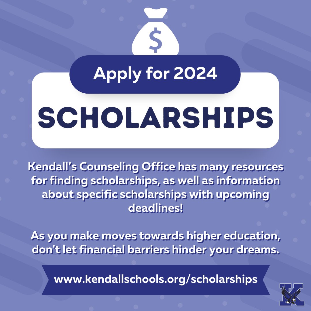 High school seniors, explore scholarships now to fuel your dreams without financial strain. Deadlines are nearing! Visit our Counseling Department's scholarship hub for available opportunities and resources. kendallschools.org/scholarships