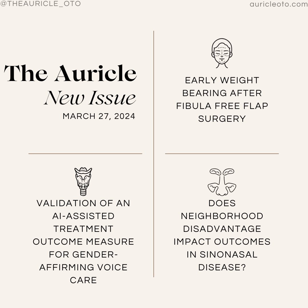 Check out the new Auricle Issue, featuring Minjee Kim's article: Early Weight Bearing after Fibula Free Flap Surgery. Head to auricleoto.com for the full issue!