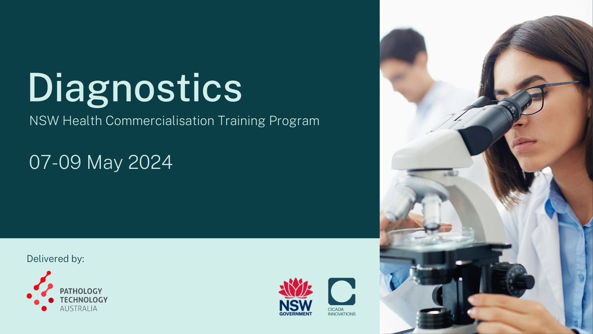 Join the FREE #Diagnostics specialisation course online/in-person, part of the @NSWHealth Commercialisation Training Program. Learn from experts @PathTechnology and gain personalised feedback to help take your innovation to the market. hubs.li/Q02k-gS00 @MedResearchNSW