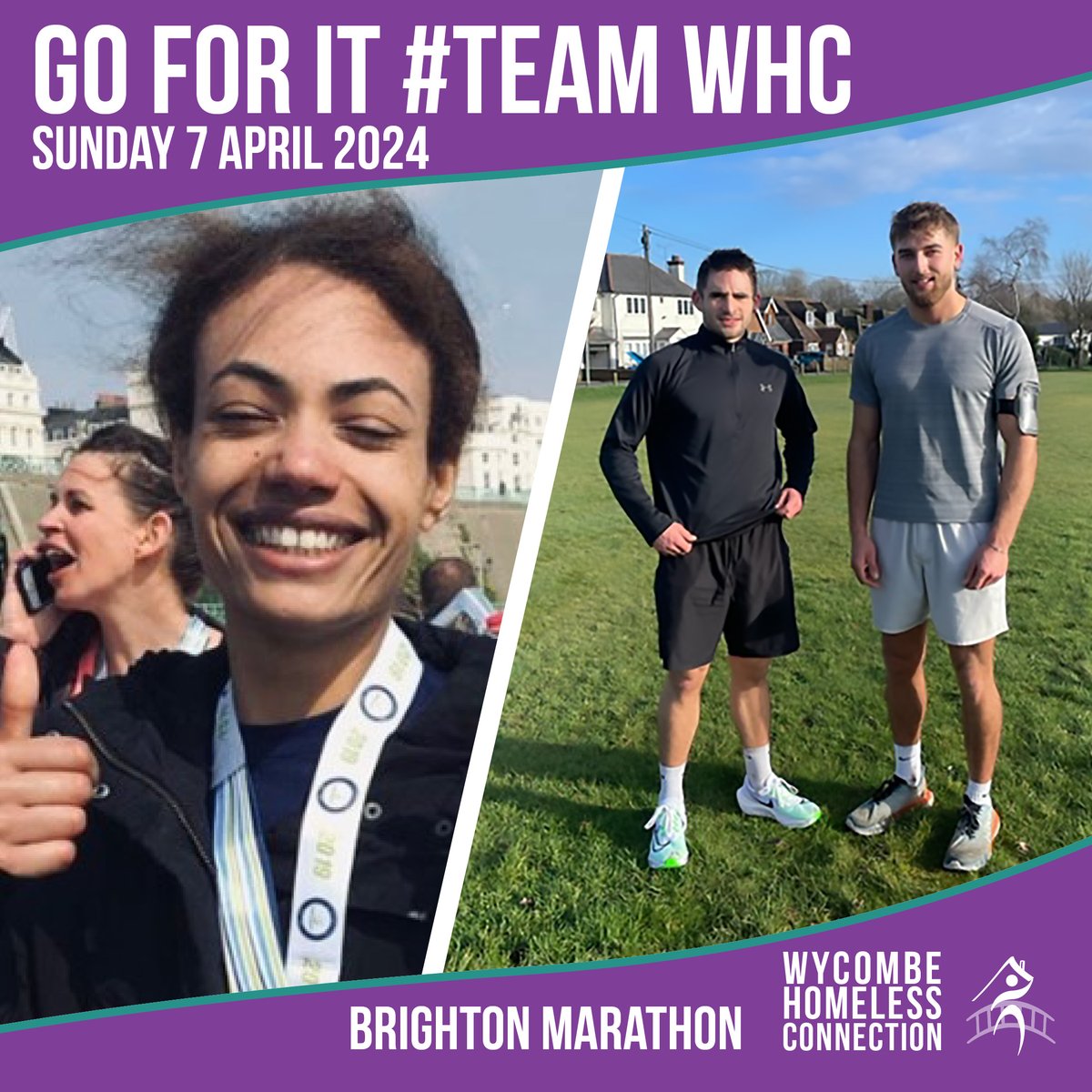 The Brighton Marathon is today! The amazing Deborah and Elliot and Adam are running to raise money for Wycombe Homeless Connection. If you would like to sponsor them you can via JustGiving: Deborah: justgiving.com/page/deborah-w… Elliot and Adam: justgiving.com/page/elliot-he…