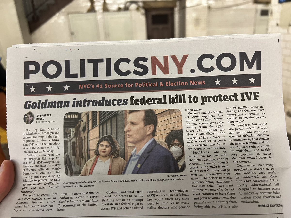 Coming to you live from Chambers St: @RepDanGoldman enters the ring in the fight to protect IVF - @amNewYork