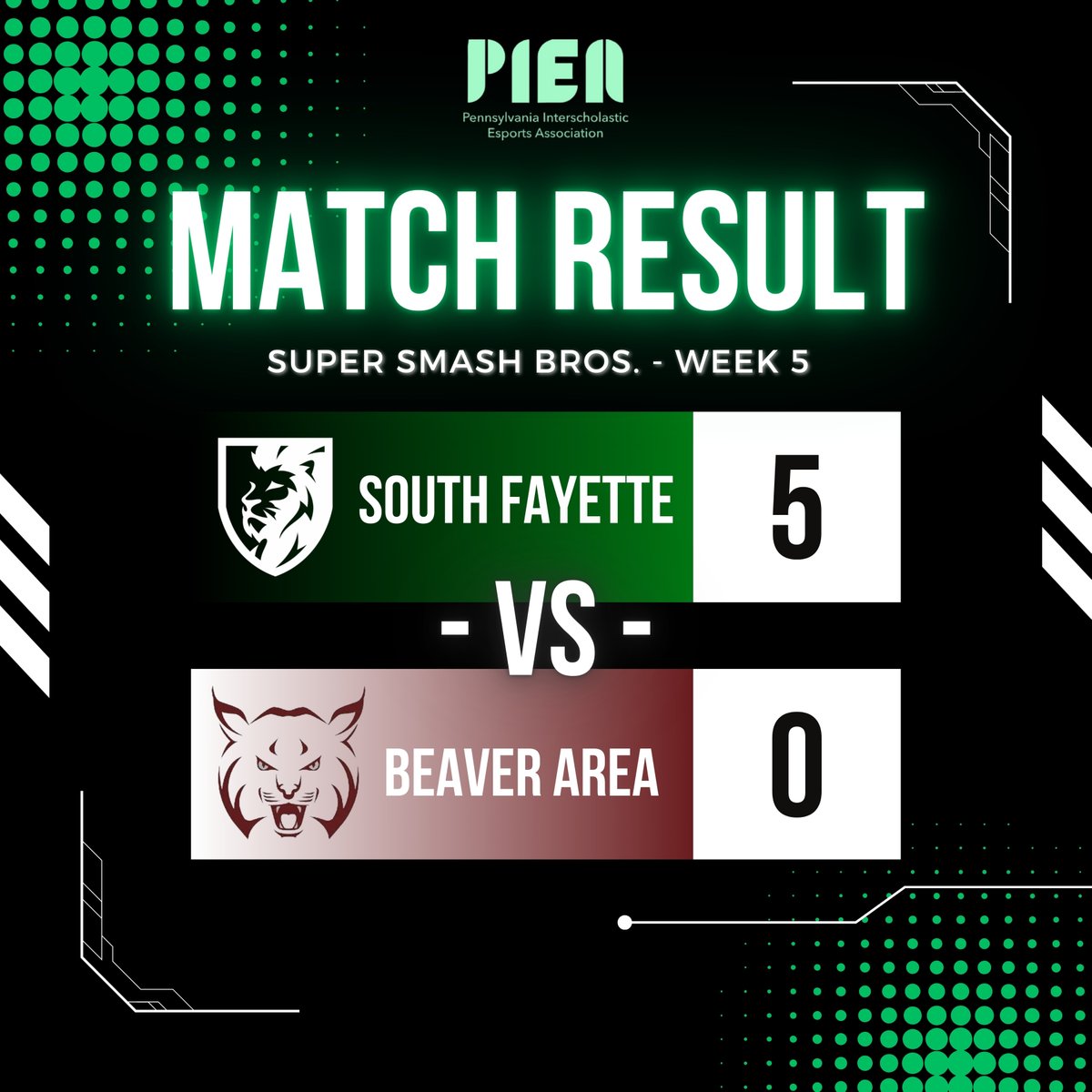 Excellent showing from our HS Super Smash Bros. Team this week! Proudly moving into Week 6 of the @piea_esports Regular Season! #SFLionPride #SFHSLionPride