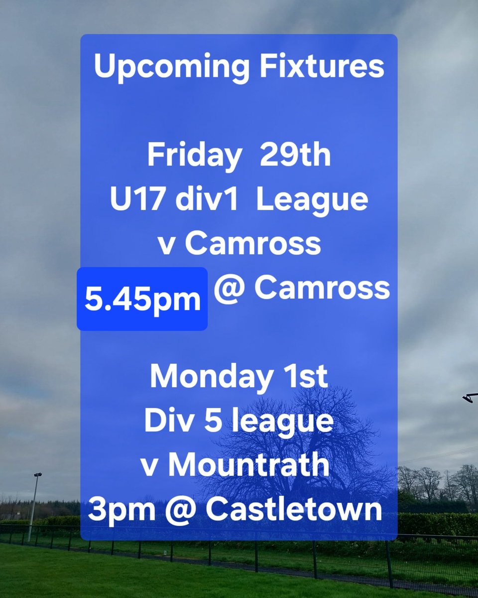 Time change for u17.... throw in now 5.45pm