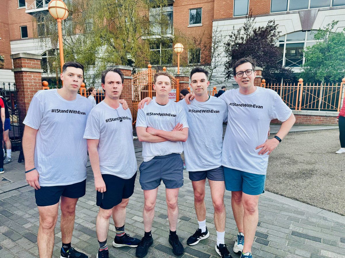 Today we, The Times, joined journalists around the world on a 5k run marking the anniversary of the wrongful detention of our @WSJ colleague Evan Gershkovich in Russia. #IRanForEvan @thetimes