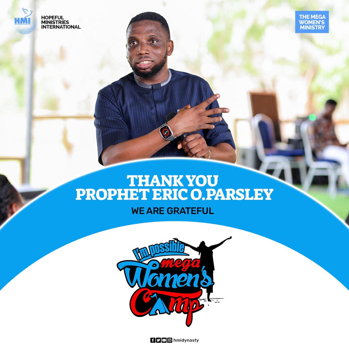 hmidynasty's tweet photo. Thank you Prophet Eric Ocloo Parsley for every sacrifice made to be with us at the climax of our 9th Edition of I'm Possible Mega Women's Camp.

We are grateful to you for blessing us tremendously and ushering us into our new seasons and our fullness of time. https://t.co/2ErYynSJqZ