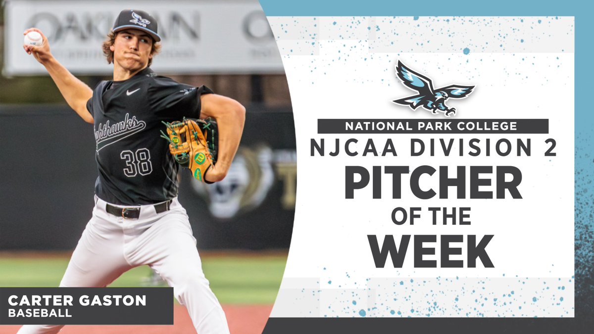 The awards keep coming for #NPCHawks sophomore pitcher Carter Gaston, who has been named #NJCAA Division 2 Pitcher of the Week! Congratulations, Carter! #ThisIsNPC