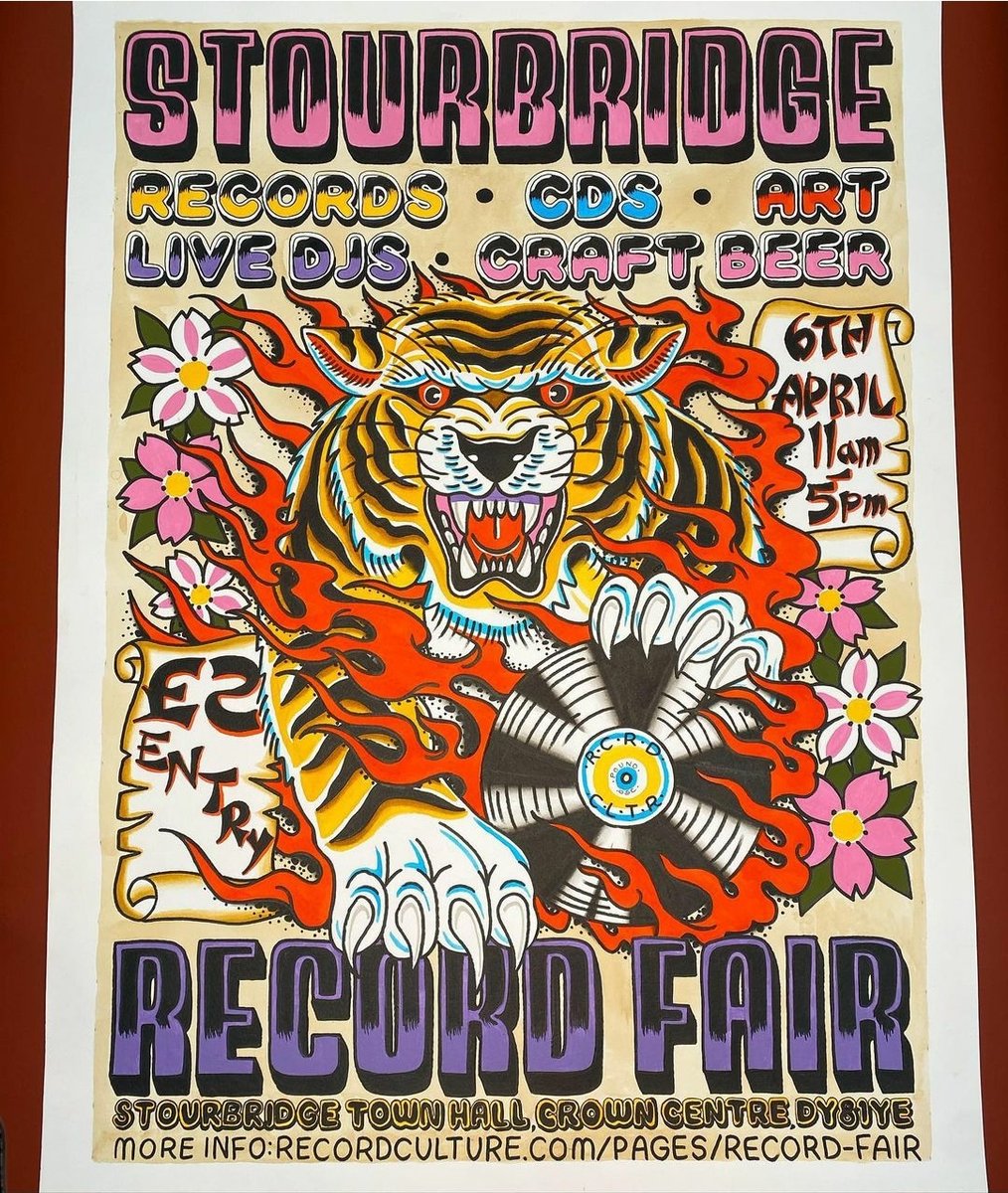 A week and a bit until the Stourbridge Record & Music Fair. Hand-painted poster looking absolutely 🤩🤩 Hope lots of you can make it down ✌🏻