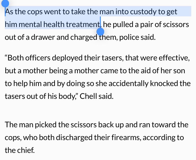 aaronnarraph's tweet photo. Oh my god. He called 911 *on himself* to ask for help during a mental crisis.

Instead of sending mental health professionals, they sent cops to “take the man into custody.”

The situation escalated to the point where both cops opened fire and killed him. https://t.co/KhQcTVApdf