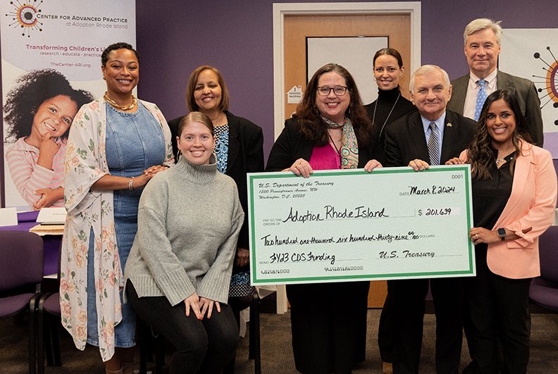 So honored to welcome @SenJackReed and @SenWhitehouse to announce funding secured to help us, in partnership with Rhode Island College (@RICNews) help child welfare professionals best support youth touched by adoption & foster care with specialized training. Grateful & hopeful!