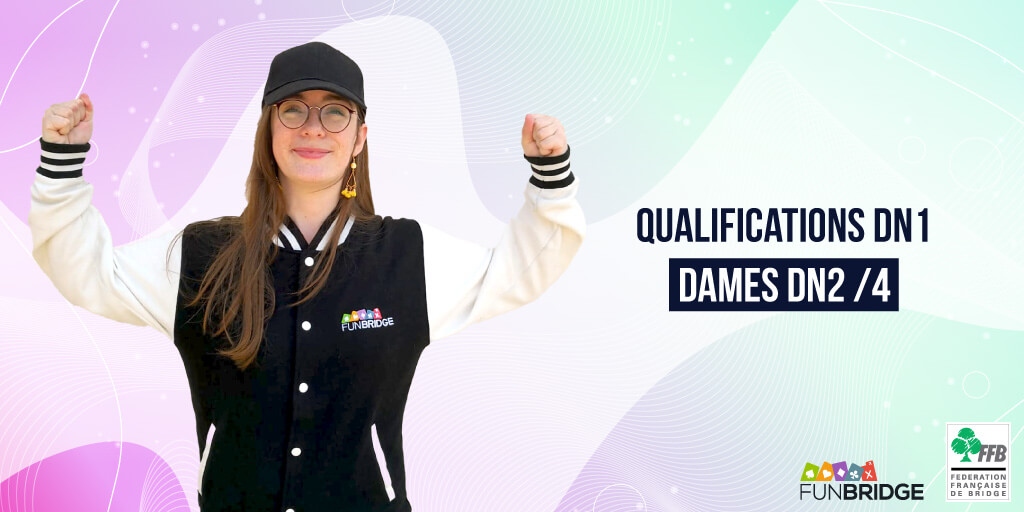 Funbridge's tweet image. Margaux Kurek-Beaulieu vous raconte son épreuve aux dames/4. ⚔️
 
Vivez pas à pas le premier week-end avec elle et toute son équipe. 😉
 
Pour découvrir les résultats, lisez vite cet article 🤩 ► bit.ly/3PGxy62
 
#bridge #dames #dn2 #ffb