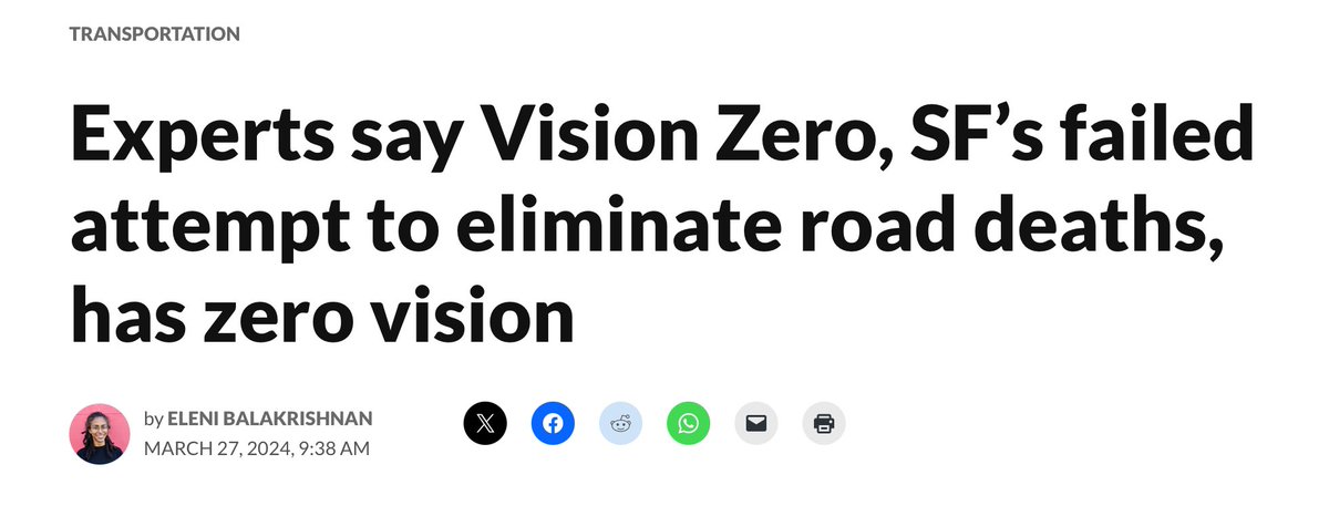 Reducing traffic deaths & injuries isn’t rocket science: —Fewer cars w/ superb public transit —Smaller cars instead of endless monster vehicles —Ending obstruction of transit/bike/pedestrian improvements —Slowing traffic via technology & enforcement We’re working on each: 🧵