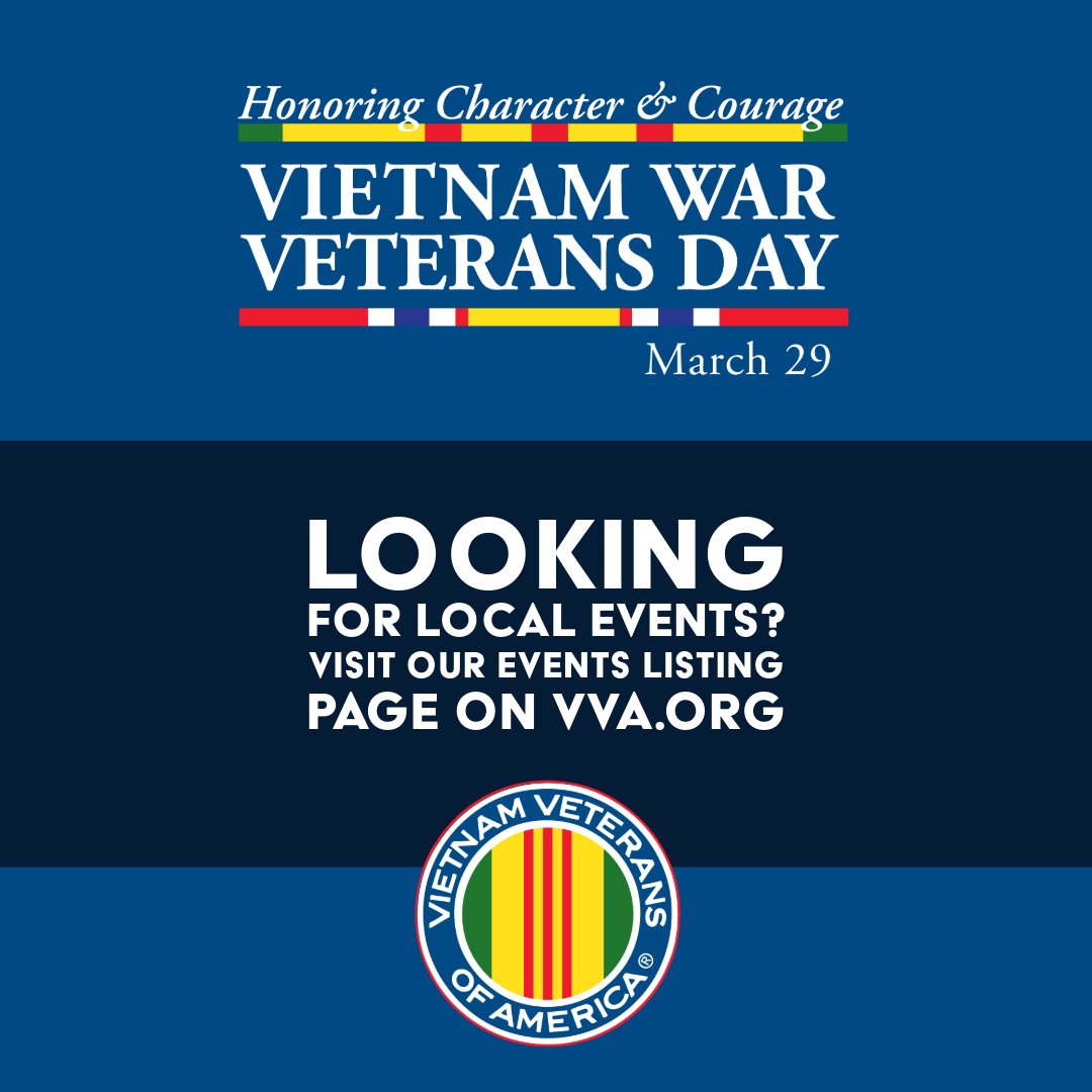 Looking for events in your area? Visit our events page on vva.org: vva.org/vietnam-war-ve… #VietnamWarVeteransDay, #VWVD, #Veteran, #VietnamVeteran, #VVA, #VietnamVeteransofAmerica