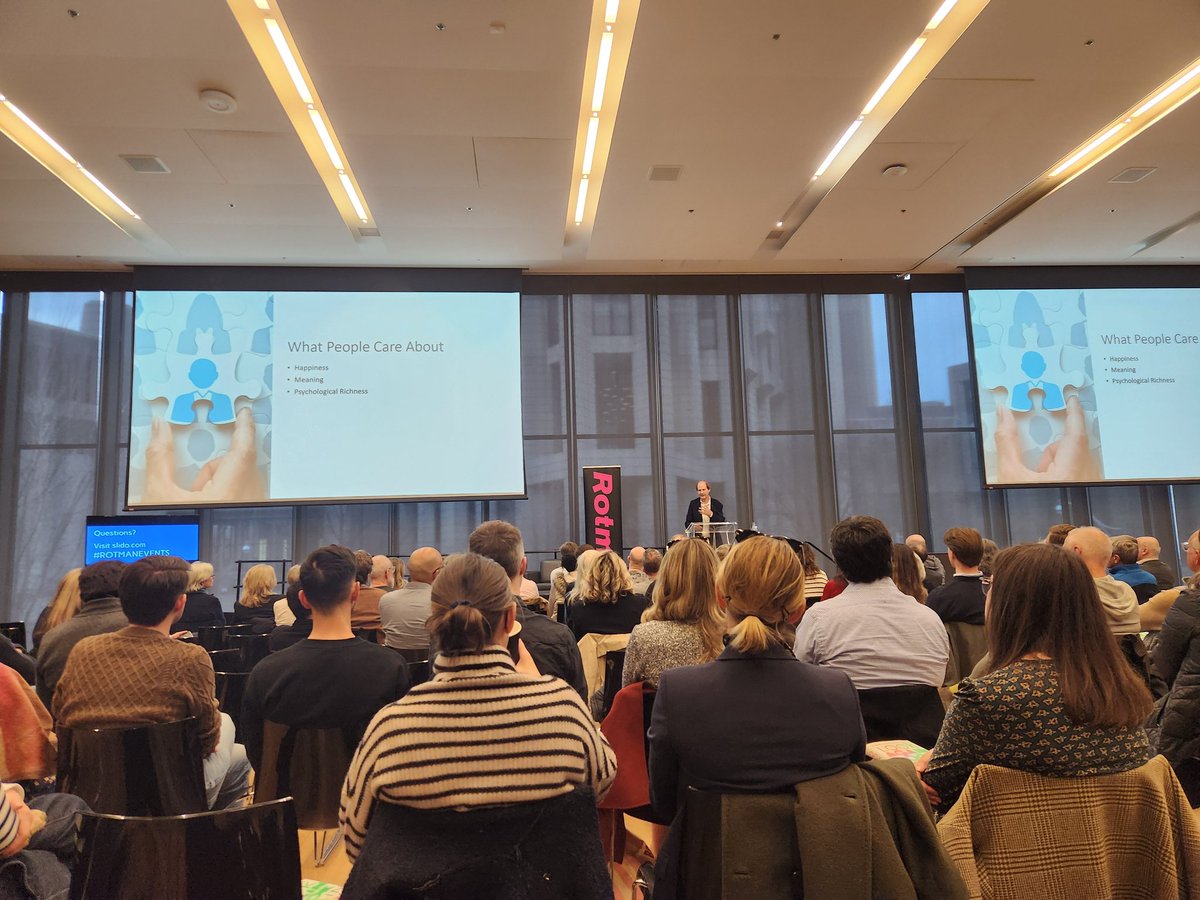 Overheard at <a href="/UofT_BEAR/">BEAR UofT</a> talk with <a href="/CassSunstein/">Cass Sunstein</a>: People trade off #happiness and #meaning for the sake of #variety in their lives! Variety is something that, by nature, people won't habituate. <a href="/dilipsoman/">Dilip Soman 🇨🇦</a> <a href="/rotmanschool/">Rotman School</a>