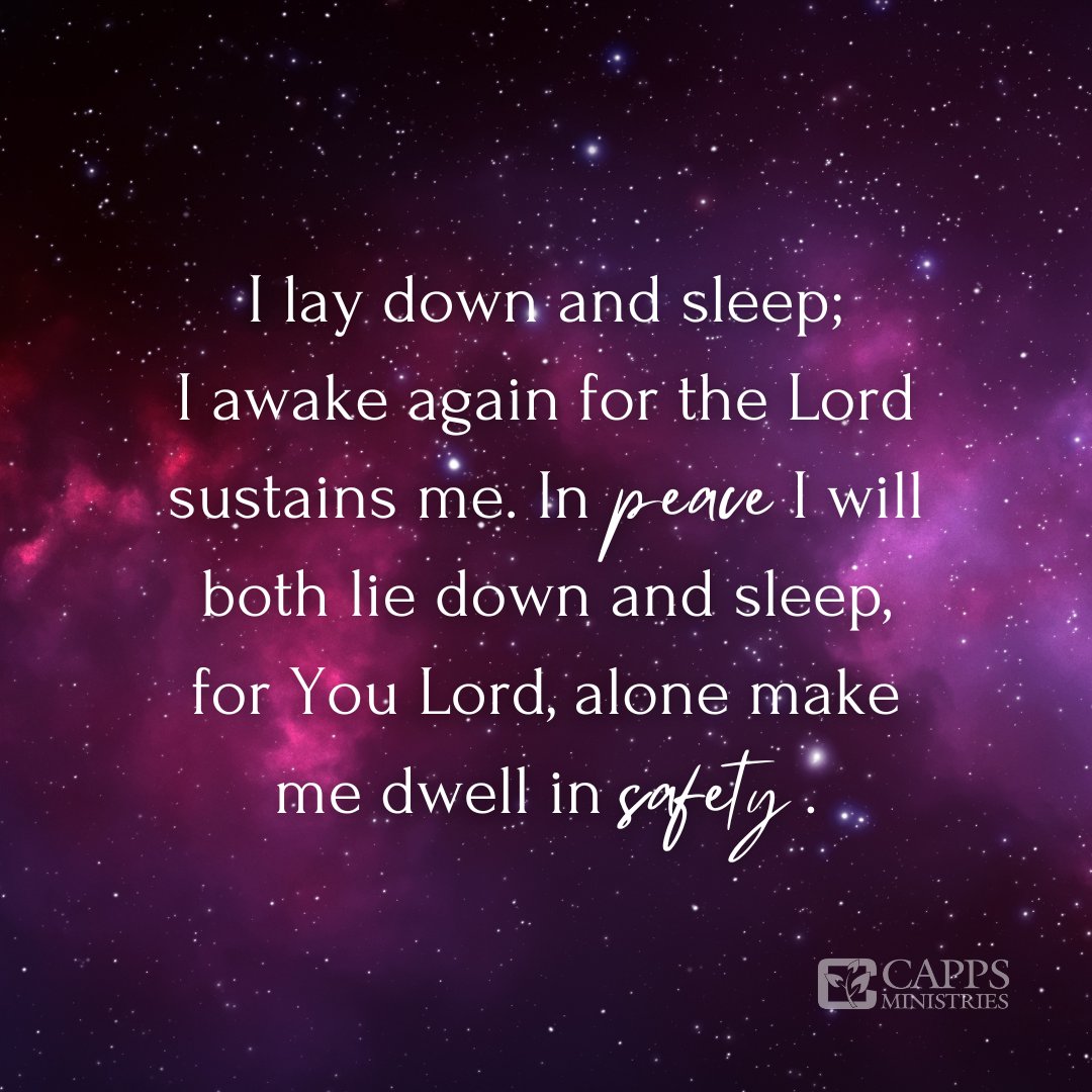 Confession of the Day— I lay down and sleep; I awake again for the Lord sustains me. In peace I will both lie down and sleep, for You Lord, alone make me dwell in safety. (Reference: Psalm 3:5; Psalm 4:8)