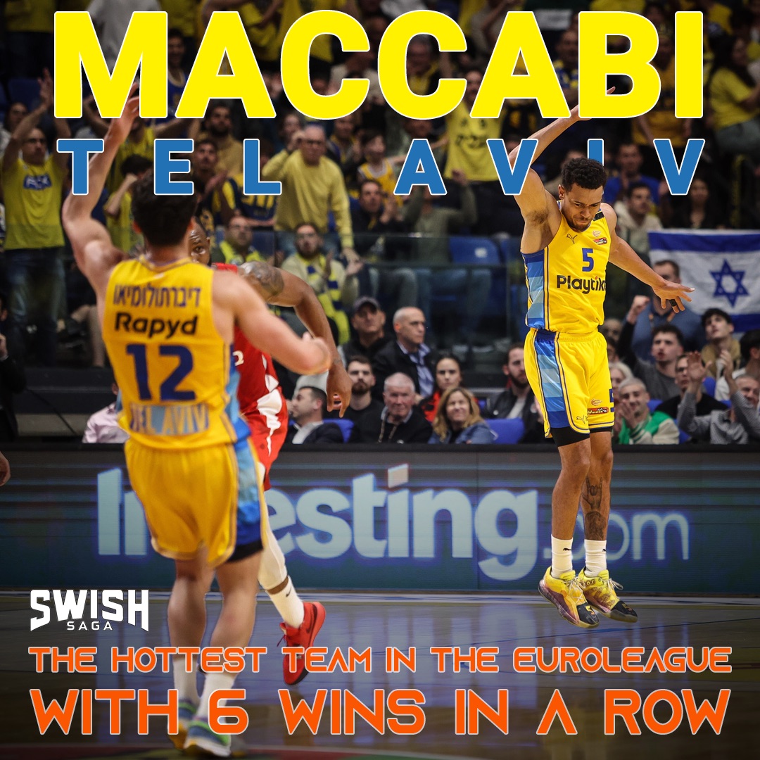 theVIDOV's tweet photo. @MaccabiTLVBC  is the hottest team in the Euroleague with 6 wins in a row 🔥 https://t.co/VJgW4raSaN