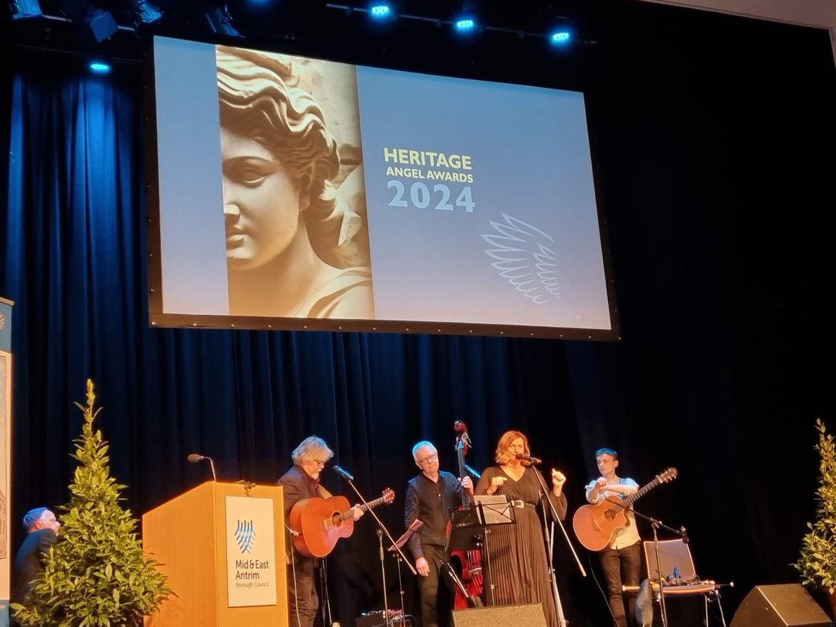 To finish an inspiring night at the #HeritageAngel24 awards there's a standing ovation as @DawsonStelfox receives a Lifetime Achievement Award. We were treated to musical entertainment with heritage inspired songs led by Brigid O'Neill and joined by Anthony Toner.