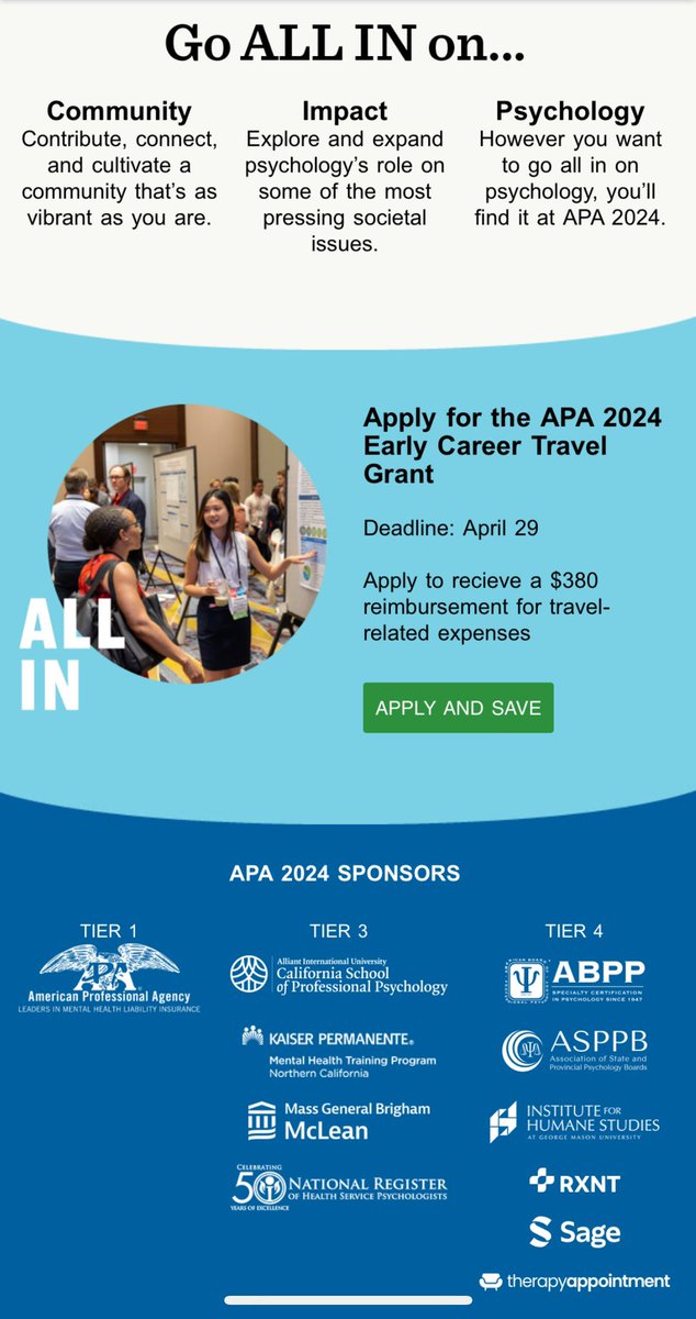In other news, my poster and I are ALL IN the #APA2024 registration brochure! Coffee in one hand, gesticulation with the other. 👉