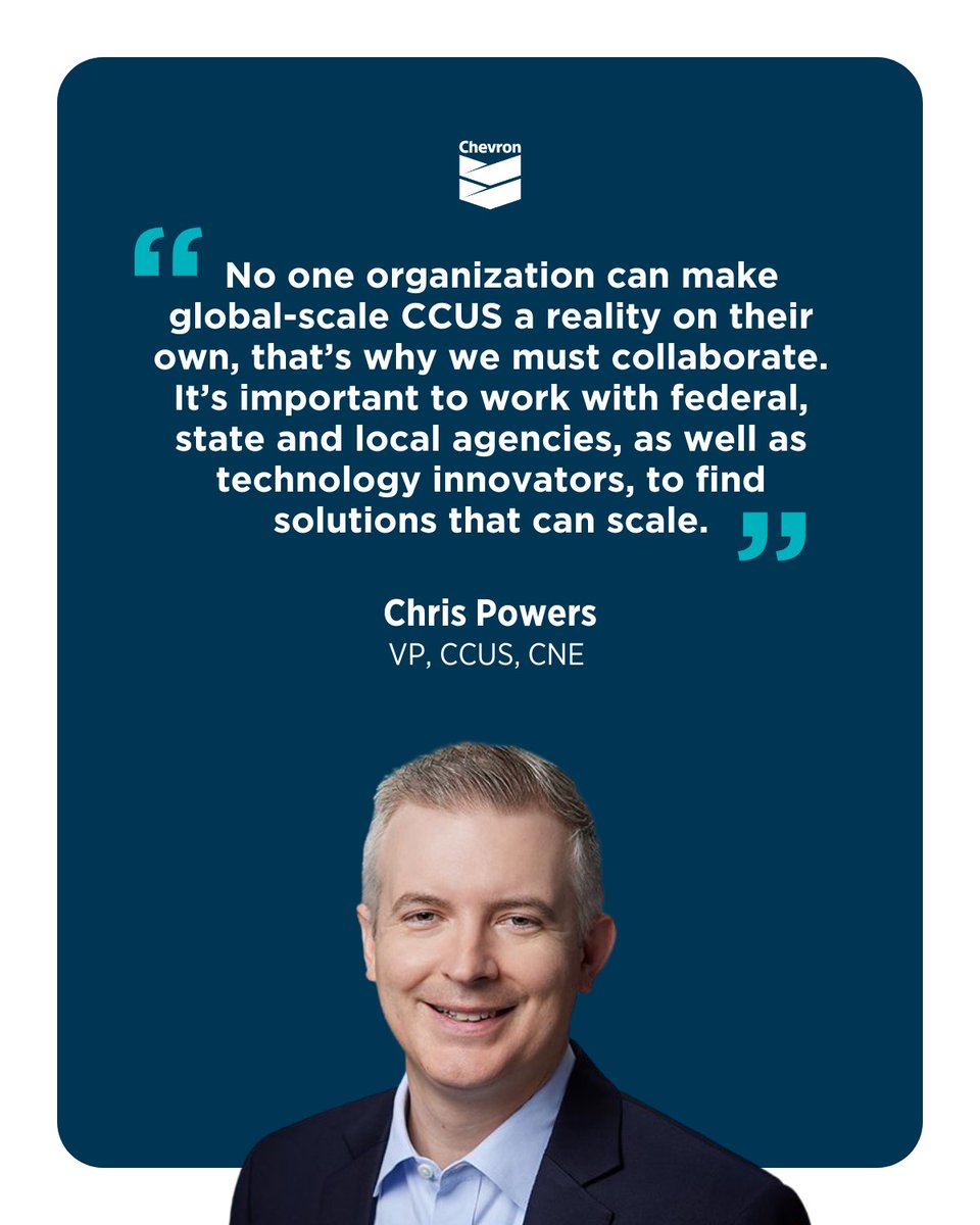 At @CERAWeek, Chris Powers, our VP of Carbon Capture, Utilization and Storage (CCUS), noted the importance of collaboration, policy, innovation and investment to scale up CCUS and help meet the world's lower carbon goals. Learn more: chevron.co/laying-the-fou… #CERAWeek