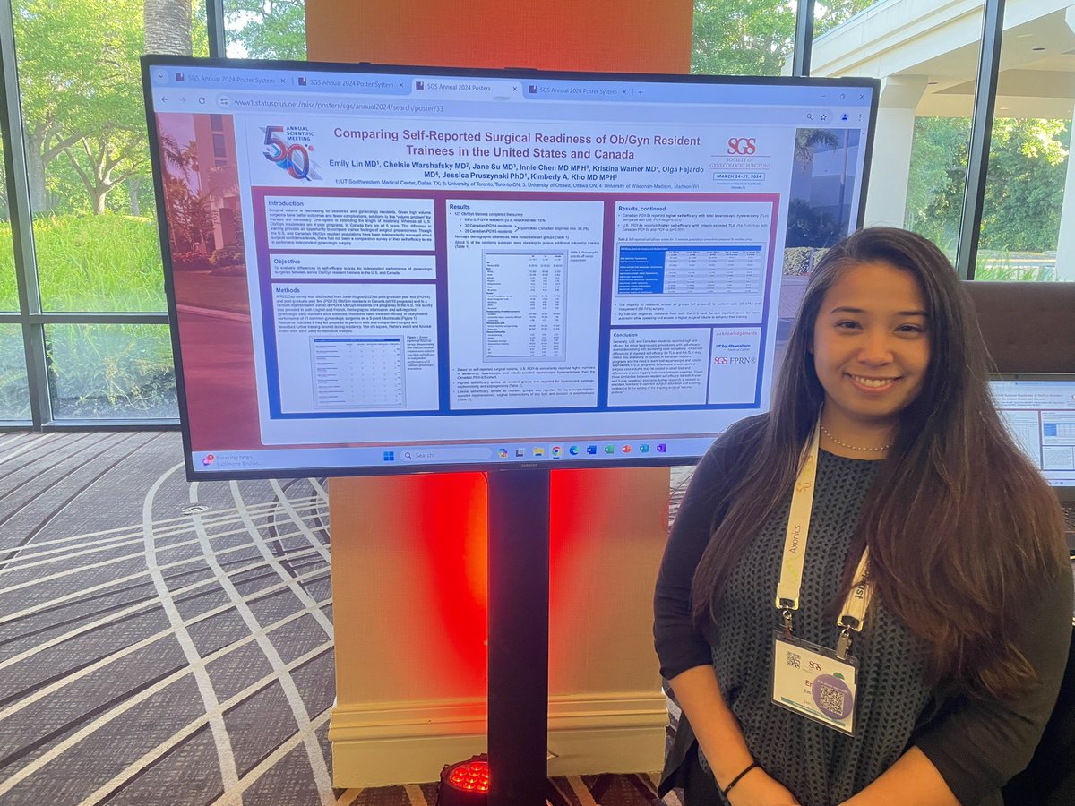 👏 to Dr Natalie Cohen for her first prize🥇 research award on how #AI performs in #endometriosis education So proud of our entire @UTSW_ObGyn @FMIGS1 team for the meaningful research & dialogues needed to elevate #WomensHealth @GynSurgery #SGS2024 @EmilyLinMD @RileyJYoungMD