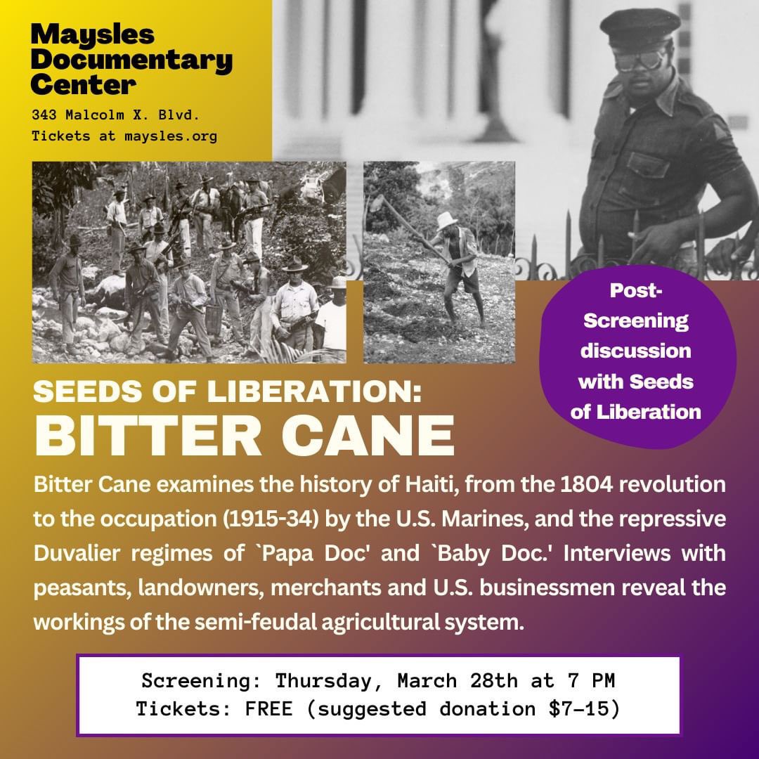 BDC New York (@bdcnewyork) on Twitter photo Join Maysles Documentary Center for a screening of BITTER CANE tomorrow, March 28th at 7 PM! Tix are free but consider making a donation of $7-$15! Visit the link in <a href="/MayslesCinema/">Maysles Documentary Center</a>’s bio to learn more and reserve! 🎟️ Join Maysles Documentary Center for a screening of BITTER CANE tomorrow, March 28th at 7 PM! Tix are free but consider making a donation of $7-$15! Visit the link in <a href="/MayslesCinema/">Maysles Documentary Center</a>’s bio to learn more and reserve! 🎟️