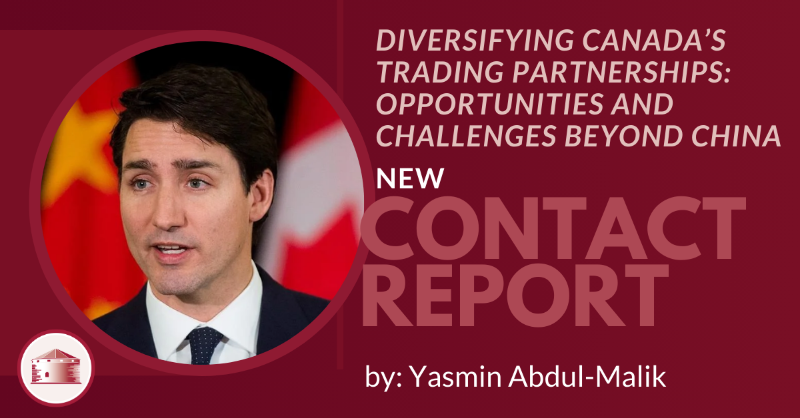QueensCIDP's tweet photo. #ContactReport | Yasmin Abdul-Malik, from @uOttawa, explores how imperative it is for Canada to diversify its supply chain market as tensions with China escalate, highlighting the necessity of reducing reliance on single-source suppliers and expanding trade partnerships.