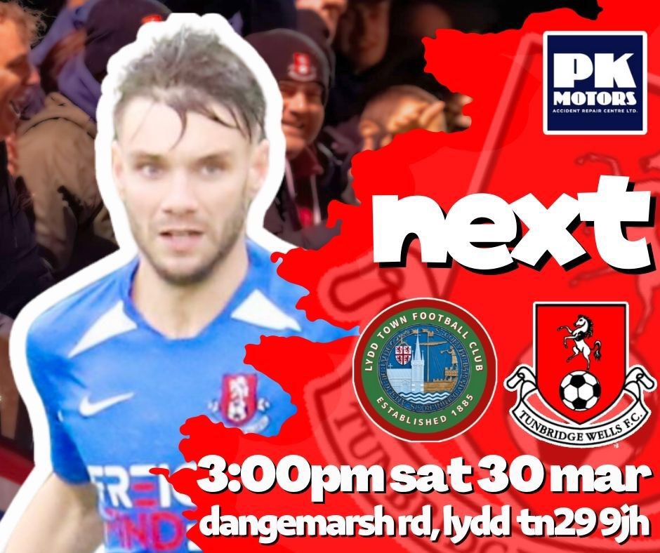 Tunbridge Wells FC (@tun_wells_fc) on Twitter photo ๐๐ ๐๐๐๐
We are back on the road on Saturday we travel to <a href="/lyddtownfc/">Lydd Town FC</a> in the <a href="/SCEFLeague/">Presence & Co. SCEFL League</a> Premier League
๐
Saturday 30th March
๐ KO 3.00pm
๐ SCEFL Premier League
๐๏ธ The Lindsey Field
๐ TN29 9JH ๐๐ ๐๐๐๐
We are back on the road on Saturday we travel to <a href="/lyddtownfc/">Lydd Town FC</a> in the <a href="/SCEFLeague/">Presence & Co. SCEFL League</a> Premier League
๐
Saturday 30th March
๐ KO 3.00pm
๐ SCEFL Premier League
๐๏ธ The Lindsey Field
๐ TN29 9JH