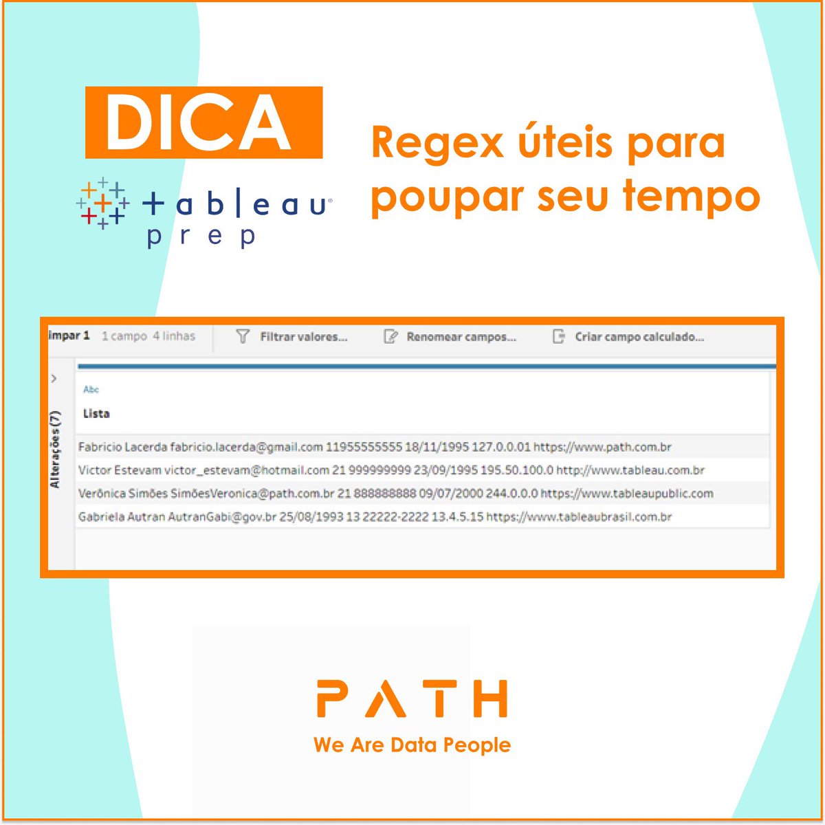 RegEx nos permite analisar e transformar um texto ou um log de informações, para o formato de tabela, tudo isso através das expressões regulares.

Confira a dica completa : cutt.ly/Ow3t8bV2

#Tableau #TableauPrep #WeAreDataPeople #DataFam  #TableauTips