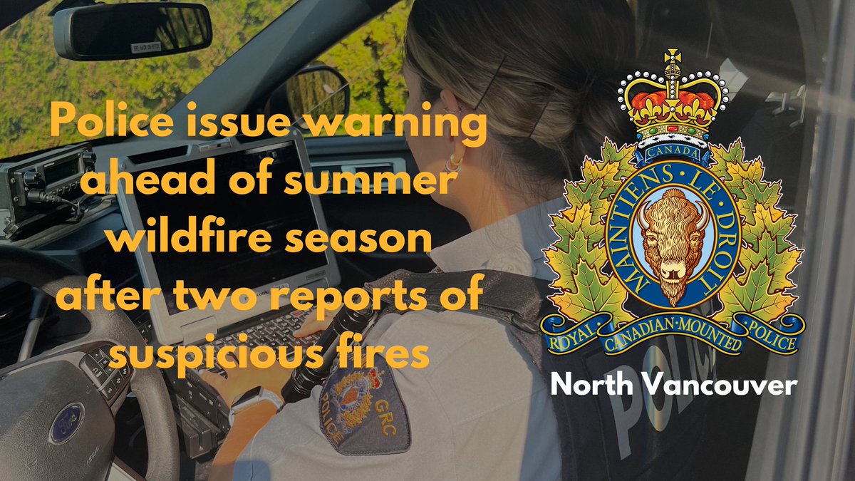 #NorthVan RCMP are issuing a public warning after receiving two reports of suspicious fires yesterday in the Norgate neighbourhood. The act of intentionally setting a fire is not only dangerous but can also have criminal consequences. Link to release: bit.ly/43zHKmA