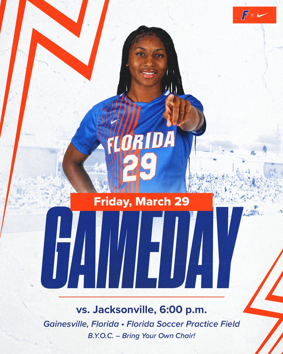 #Gators ⚽️ spring home finale is tonight! 🐊⚽️ 🆚 Jacksonville 🐬 📍 Florida Soccer Practice Field 🕕 6pmET 🆓 Admission 𝗕.𝗬.𝗢.𝗖. - 𝗕ring 𝗬our 𝗢wn 𝗖hair #GoGators | 🐊⚽️