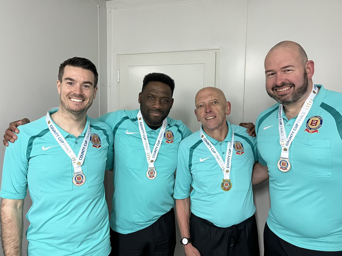 Congratulations to Terry, Simon, Dominic and Ryan for officiating the Essex Saturday Veterans Cup Final at Waltham Abbey FC 👏