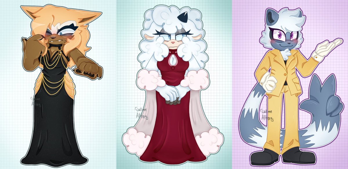 Lanolins dress and Tangles suit! Plus all three of the girls together! #lanolin #lanolinthesheep #tangle #tanglethelemur #whisper #WhisperTheWolf #diamondcutters  #thediamondcutters #sonic #SonicTheHedgehog #sonicIDW #IDW #sonicfanart #sonicart