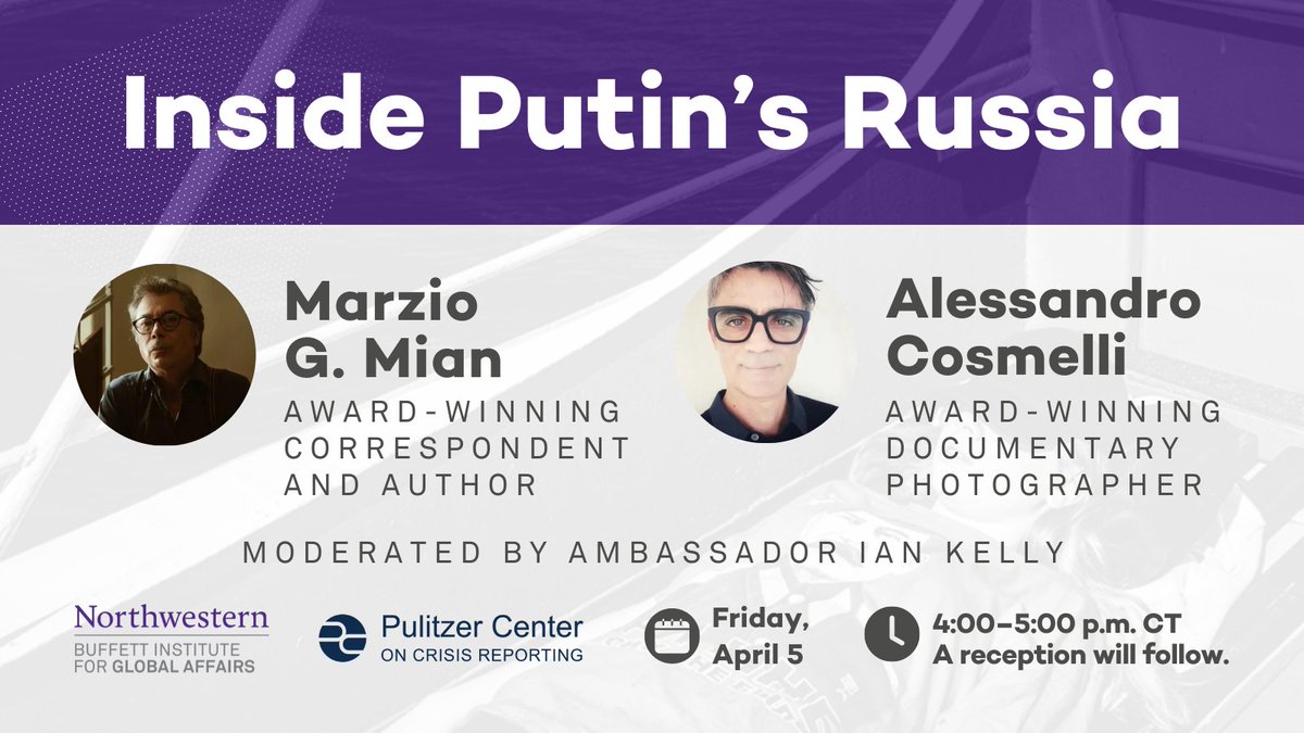 In @Harpers, journalist @marziogmian & photographer Alessandro Cosmelli recently told the story of what they discovered about life inside Putin's Russia on a trip down the Volga River. Join us for a discussion. 🗓 Fri. April 5, 4 PM 📍 Online 🔗 Register: spr.ly/6018ZktEy