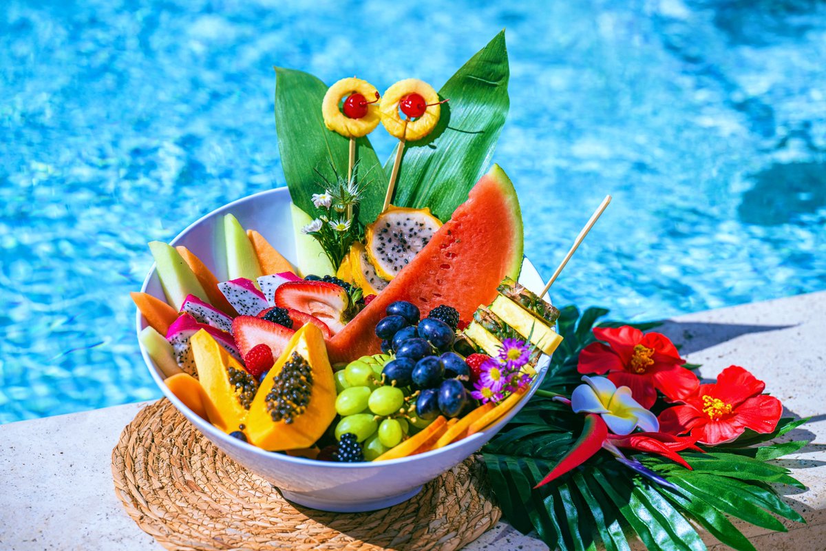 Savor the sweetness of the weekend with our delicious fruit platter 🍉🍍✨ #OnlyatDrais