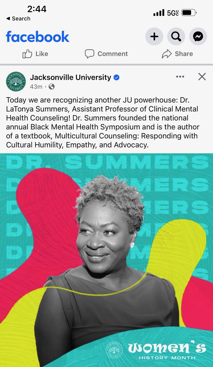 Thank you, Jacksonville University for seeing and recognizing me. #WomensHistoryMonth2024